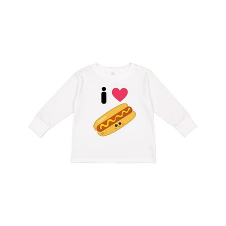 

Inktastic I Love Hot Dogs Boys or Girls Long Sleeve Toddler T-Shirt