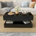 thumbnail image 4 of JOIVI LED Coffee Table with 2 Storage Drawers, Modern High Gloss Coffee Table, 2 Tiers Rectangle Center Table, 16-Color LED Lights, Black, 4 of 9