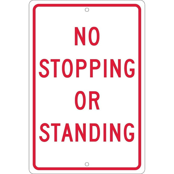National Marker Traffic Warning Signs; No Stopping Or Standing 18X12 .063 Aluminum TM67H