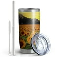 thumbnail image 2 of 20oz Tumbler with Lid and Straw Stainless Sunflowers Steel Vacuum Insulated Water Coffee Tumbler Cup, Double Wall Vacuum Insulated Travel Mug Reusable Tumblers for Ice Drinks, Hot Beverage, 2 of 7