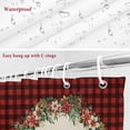 thumbnail image 6 of Christmas Flower Ring Bathroom Shower Curtain Red Black Plaid Green Leaf Winter Waterproof Washable Shower Curtains for Bathtub Bath Decor with Grommets and Hook 72 X 84 Inch, 6 of 8