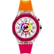 Accutime Analog Watch Unisex Child Peace Sign Flashing Watch in Multi-color (S409CJC)