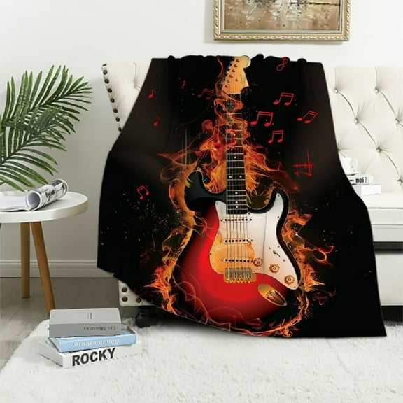 PRATYUS  Guitar Throw Blanket Soft Comfort Cozy Bed Couch Print Blanket for Kids Adults 40x50in
