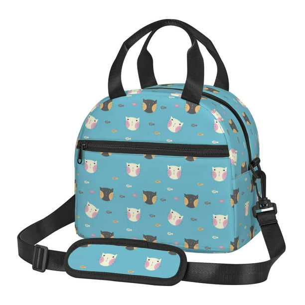 Fotbe Cat Fish Bolsa de Almuerzo con Estampado, Lonchera Aislada, Contenedores de Comida Reutilizables Tipo Cooler a Prueba de Fugas