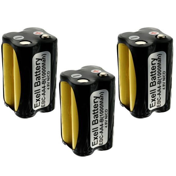 3x Exell Custom 4.8V 1000mAh NiCd 4xAA Square Button Top Battery Pack