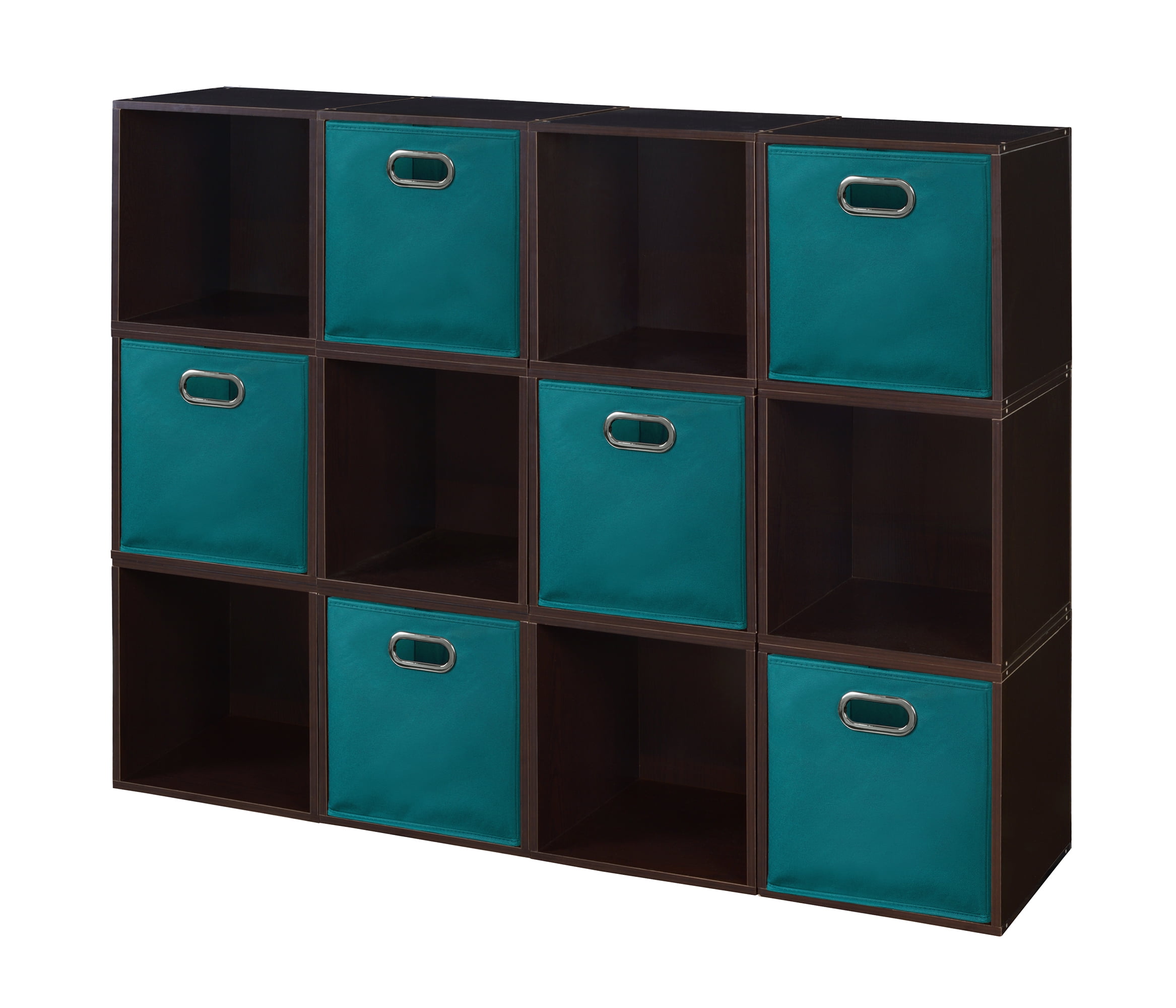 Niche Cubo Storage Set - 12 Cubes and 6 Canvas Bins- Truffle/Teal ...