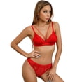 thumbnail image 3 of Varsbaby Women's Wirefree Bra and Lace Thongs Sexy Lingerie Set, 3 of 5