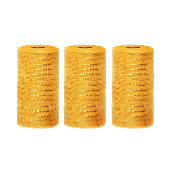 Cinta decorativa JstNana de 6 x 9 m, 3 rollos, malla dorada