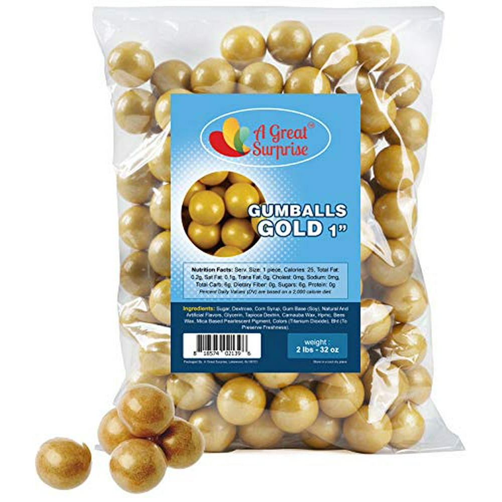 Gold Gumballs for Candy Buffet Apx. 120 Gumballs 2 Pounds Shimmer