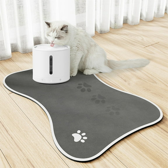 Dog Mat for Food and Water, Bone Shape Non-Slip Pet Feeding Mat for Under Dog Bowls Embroidered Microfiber Pet Bowl Water Absorbent Feeding Supplies, Silicone Material Waterproof And Non Slip
