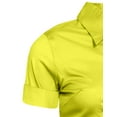 thumbnail image 5 of J. METHOD Women's Tailored Button Down Shirt Cuffed Short Sleeve Stretch Collar Office Work Formal Casual Basic Blouse Top NEWT06 Lemonzest M, 5 of 5