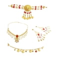 thumbnail image 4 of Conjunto de joyas de danza india con cadena para la cabeza, lentejuelas doradas, collar y pendientes Pendientes de clip, 4 of 8
