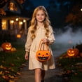 thumbnail image 2 of Rggeeun Halloween Kids Candy Bags for Party Favors Cartoon Graphic Colorful Letter Print Pumpkin Tote with Soft Handle Straps Large Capacity Boys and Girls Handbags,Orange, 2 of 5