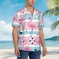 thumbnail image 5 of Balery Pink Striped Flamingo Print Men's Hawaiian Shirts Short Sleeve Beach Shirt Relaxed Fit Vacation Button Down Shirts-Large, 5 of 9