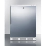 Commercial freestanding counter height all-freezer capable of -25 C operation, with lock, wrapped stainless steel door and thin handle