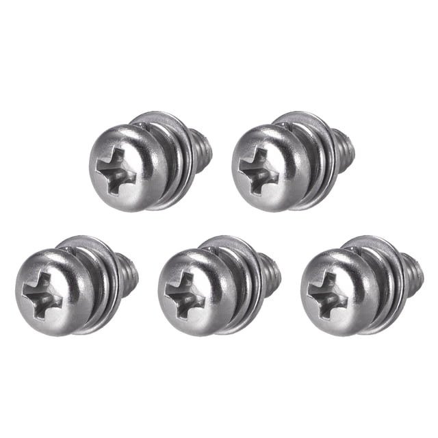 Unique Bargains M5x10mm Tête de Poêle en Acier Inoxydable Vis Ressort Rondelle 5 Pcs