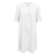 thumbnail image 7 of Youmylove Trendy Women Casual Sundress Women's 2025 Summer Short Sleeve Mini Dress V Neck Ruffle Hollow Out Eyelet Lace Dresses Stylish Floral Boho Dress, 7 of 7