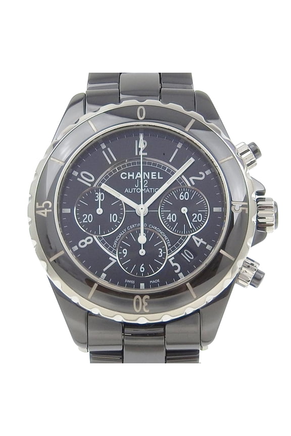 Pre-Owned CHANEL J12 Watch H0940 Ceramic Automatic Chronograph Black Dial Men's (Good)