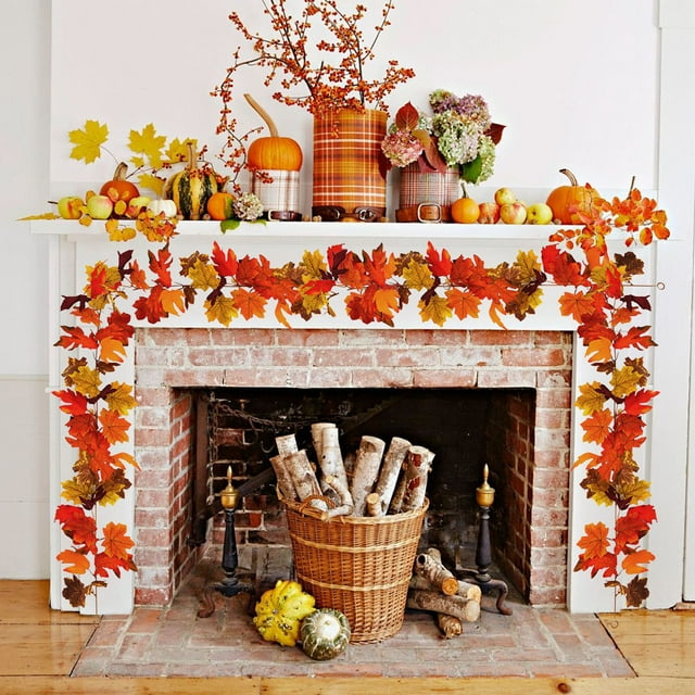 Large Artificial Maple Leaf Rattan Vine for Autumn Home Decor, Halloween and Thanksgiving Theme, Multicolor Plastic, 170cm Length, Ideal for Wall or Table Displays