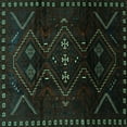 thumbnail image 1 of Ahgly Company Machine Washable Indoor Square Persian Turquoise Blue Traditional Area Rugs, 8' Square, 1 of 4