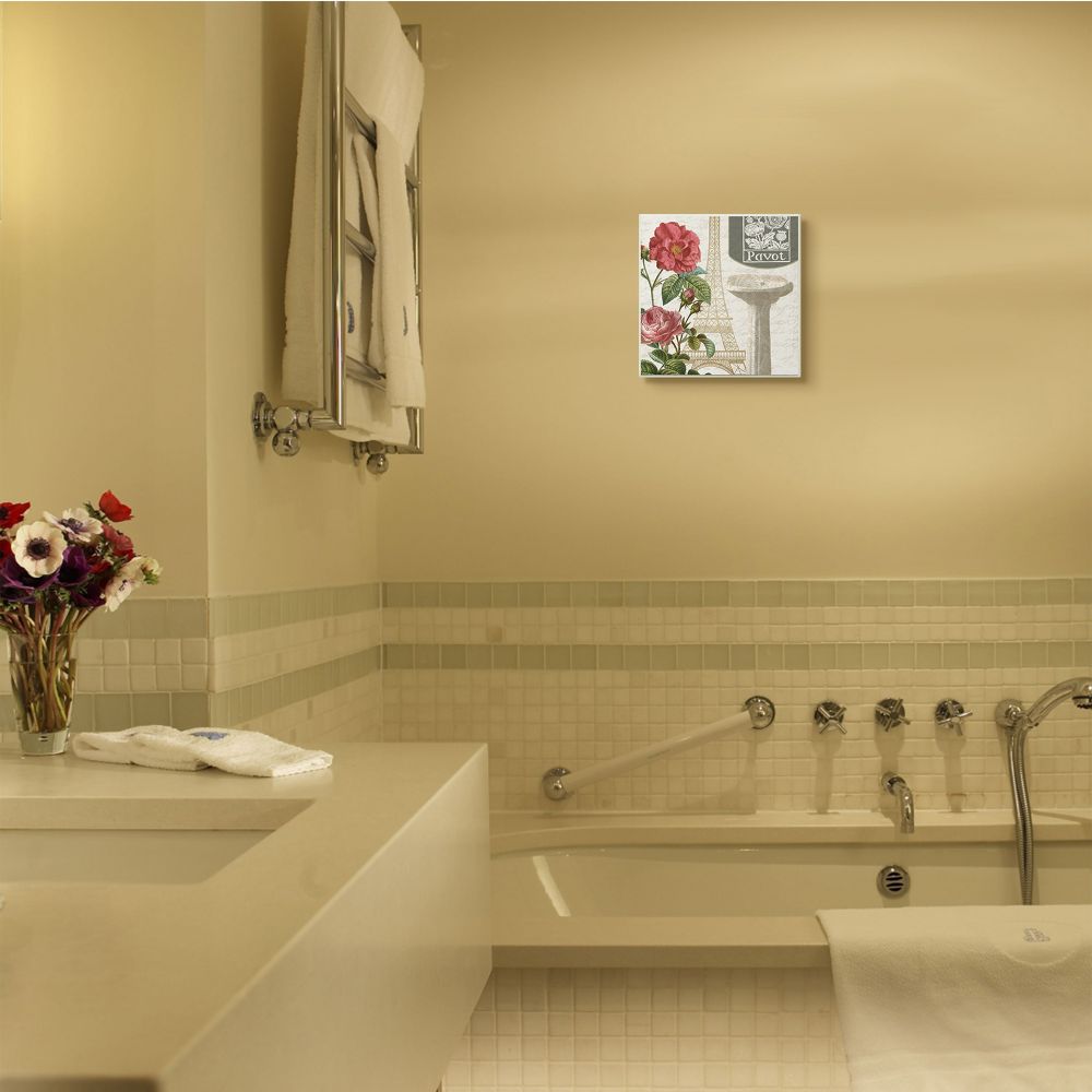 Stupell Industries Paris Flower Market Bath Sink Design Graphic Art Unframed Art Print Wall Art, 12x12, by Kim Allen