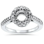 Pompeii 1/2ct SI Pave Halo Diamond Engagement Ring Setting 14K White Gold (G/H,SI)