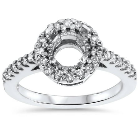 Pompeii 1/2ct SI Pave Halo Diamond Engagement Ring Setting 14K White Gold (G/H,SI)