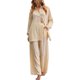 thumbnail image 1 of SAYOO Trajes casuales para mujeres, blusa de manga larga con solapa de color sólido + pantalones elásticos SAYOO moda, 1 of 9
