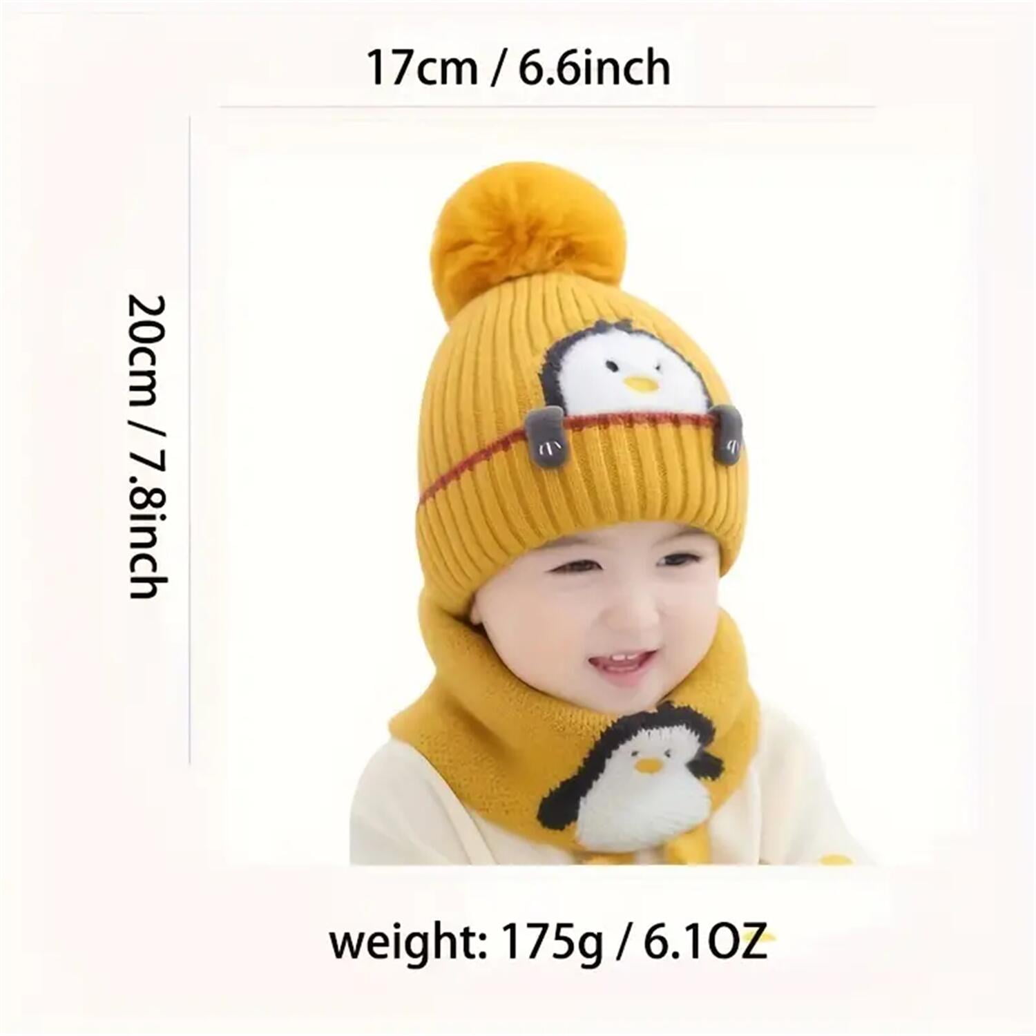 Baby Kids Winter Warm Hats, Infant Toddler Children Pom Pom Beanie Knit Cap Girls Boys-2 Piece