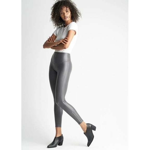 Yummie Women's Faux Leather Shaping Legging with Side Zip. Pavement, Size X-Large