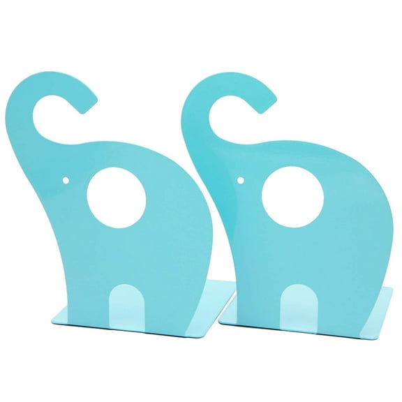 VERDANVERSE Bookends Decorative Unique Elephant Shape Art Design Stainless Steel 1 Pair Sky-Blue