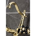 thumbnail image 3 of Kingston Brass KS1262PKX Duchess Double-Handle Wall-Mount Bridge Kitchen Faucet, Polished Brass, 3 of 7