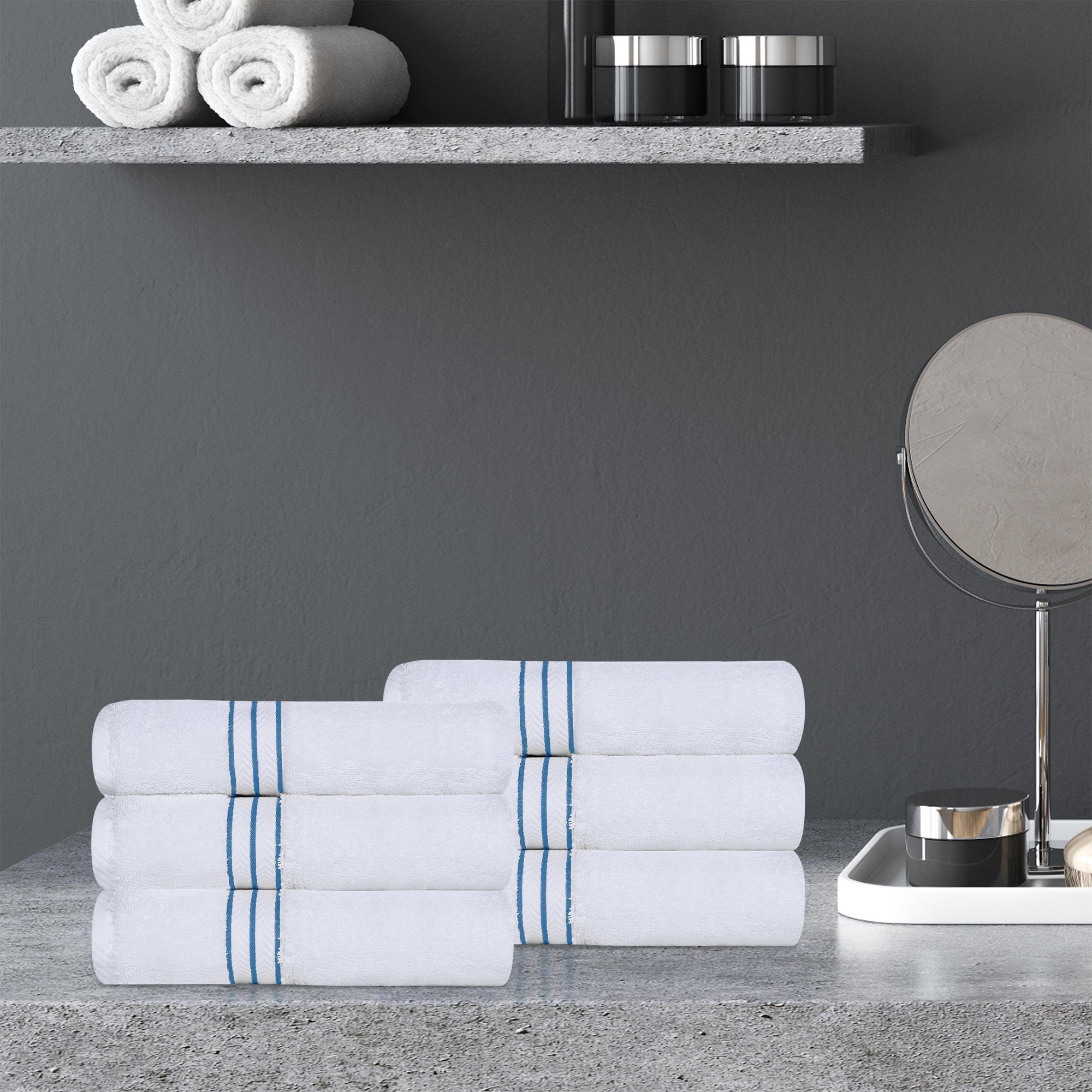 Superior Turkish Cotton Ultra-Plush 6-Piece Hand Towel Set Light Blue