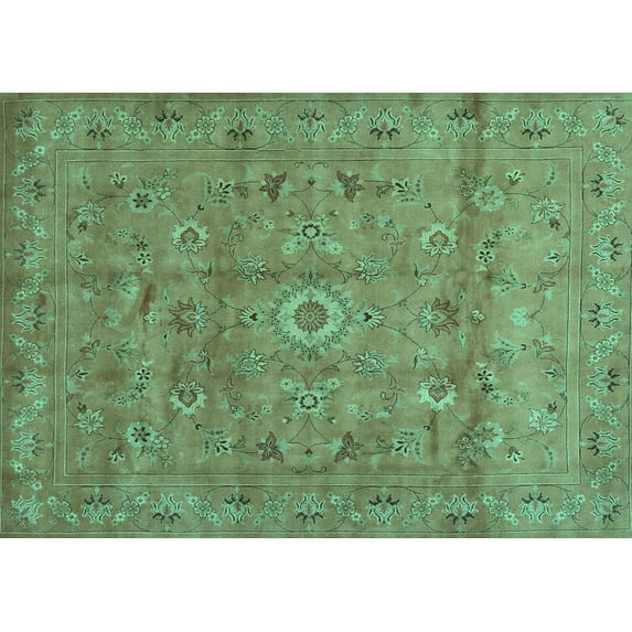 Ahgly Company Indoor Rectangle Abstract Turquoise Blue Contemporary Area Rugs, 2' x 4'