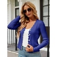 thumbnail image 3 of Women'S Long Sleeve V-Neck Button Down Cardigan Knit Shrugs Sweater Blue XL, 3 of 7