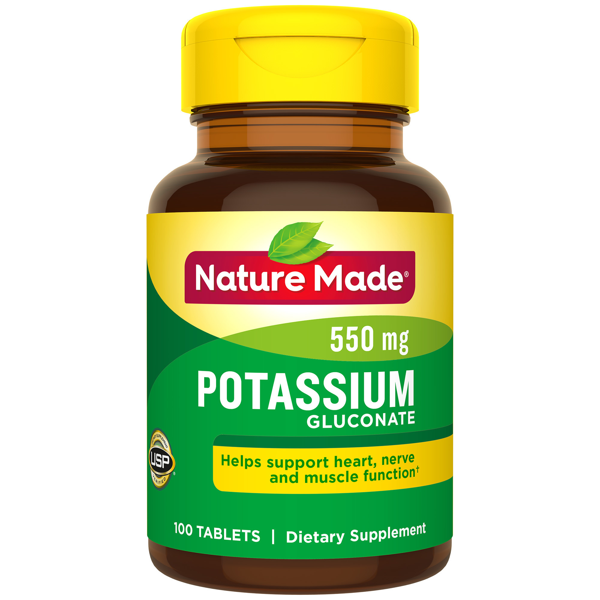 Nature Made Potassium Gluconate 550 mg Tablets, 100 Count for
