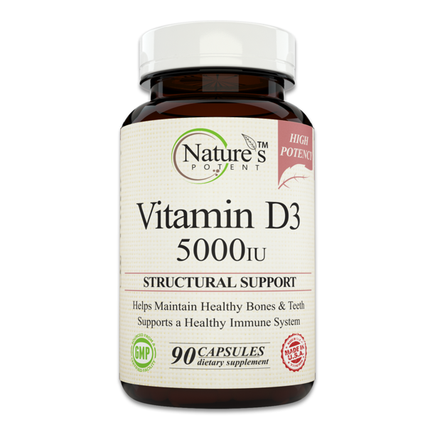 Nature's Potent Vitamin D3 5000 IU, (90 Capsules)