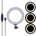 thumbnail image 1 of Lampe Vidéo Mini LED de 20 Cm/8 Pouces avec Anneau Lumineux, 3 Modes de Luminosité Réglables, Alimentée par USB avec Adaptateur Flexible pour Diffusion en Réseau, Selfie, Maquillage Facial, 1 of 7