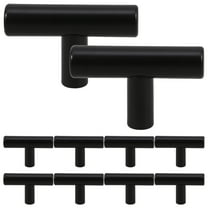 OUNONA 10Pcs Matte Black Kitchen Cabinet Knobs Black Cabinet Knobs Modern T Knobs Single Hole 50mm Stainless Steel Dresser Drawer Knobs for