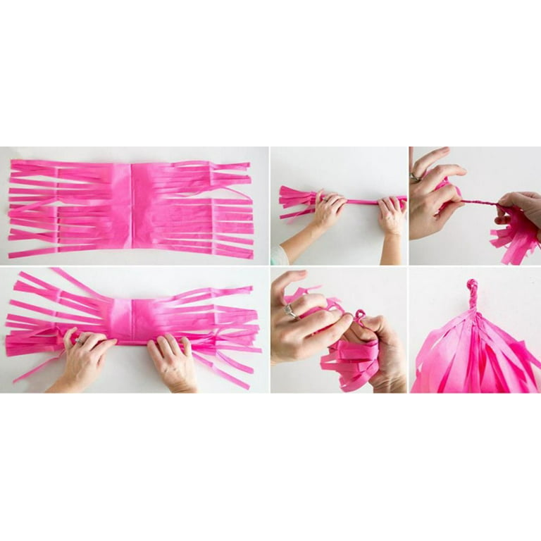 ifundom 4 Sets Tassel Paper Flower Rainbow Birthday Party Supplies Balloon  Tassel Tails Hanging Tassel Garland Pink Tissue Paper Party Decorative