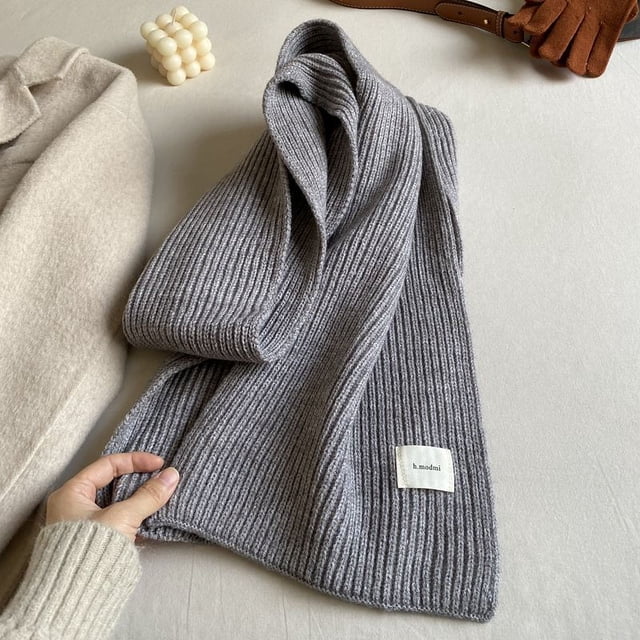 Bufanda de punto de color sólido para mujer, otoño e invierno, cálida y gruesa, para parejas, para hombres y parejas