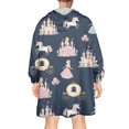 thumbnail image 2 of Dark Blue Princess Unicorn Pattern Wearable Oversized Blanket,Wearable Blanket Hoodie for Adults,Cozy Hooded Blankets with Super Pockets,Super Warm Fuzzy Pullover for Women & Men, 2 of 6