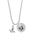 thumbnail image 1 of Delight Jewelry Silvertone 2-D Small Dove Silvertone Script Initial Disc - U - Charm Necklace, 20"+3", 1 of 4