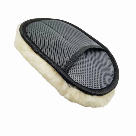 Lypsnake Natural Wool Car Wash Mitt, Premium Plush Scratch-Free Lint-Free Absorbent Auto Cleaning Glove with Mesh Back for Car Detailing Washing and Polishing