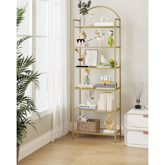 Bookcase Bookshelf, Wide Tempered Glass Bookshelves, Slim Shelving Unit for Bedroom