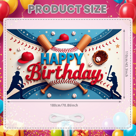 Baseball Theme Banner for Sports Party Celebration Indoor Event