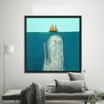 thumbnail image 4 of Modern Artwork, Trendy Artwork, Underwater Wall Decor, Crude Area The Whale Large and Ship, Whale Art, Animal Printed, Canvas Wall Decor - Natural Framed, 4 of 6