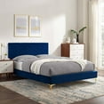 thumbnail image 3 of Modway Leah Chevron Tufted Performance Velvet Twin Platform Bed - Navy, 3 of 9