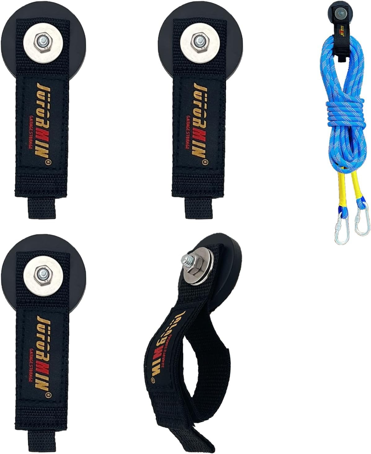 FEFEFW-Heavy Duty Magnetic Hook, Magnetic Tool Holder, Magnetic Garage Hooks, Extension Cord Strap for Cable, Rope, Wire Storage in Garage,Workshop,RV,Pick-up(Dia.1.69" Magnet * 4Pcs)