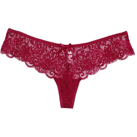 

Sehao Thongs For Women Panty Underwear Low Rise Panty Lightweight Briefs Home Sleep Panties Red M